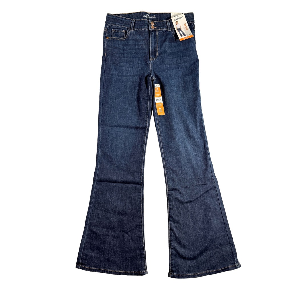 Jordache Girls Size 18 High Rise Flare Stretch Jeans Dark Enzyme NWT
